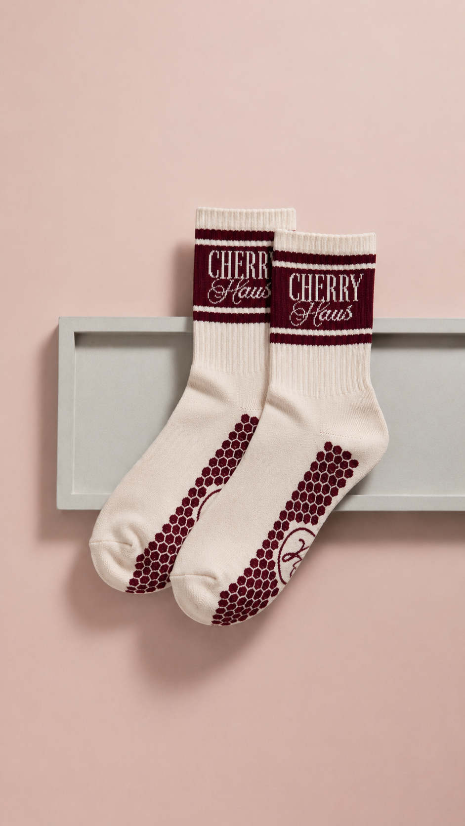 Cherry Signature Grip Socks- Red