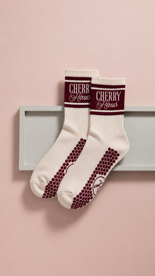 Cherry Signature Grip Socks- Red